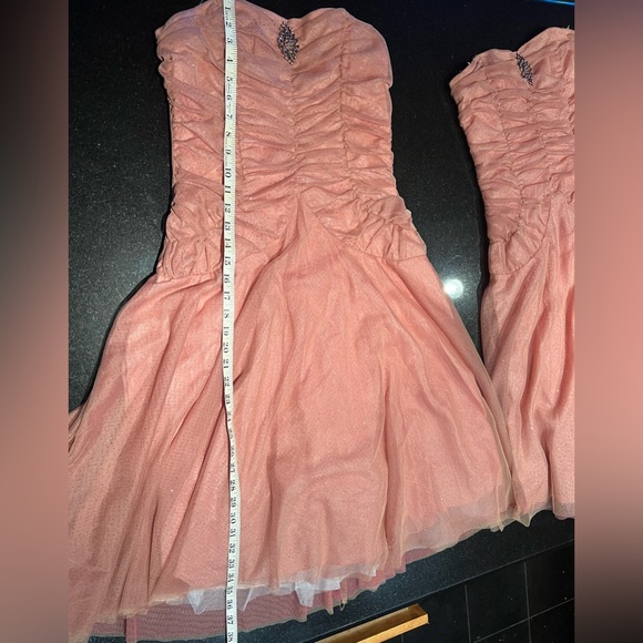 Love Tease Strapless Pleated Corset Gowns Metallic Blush Pink NWT (7) - Picture 8 of 14